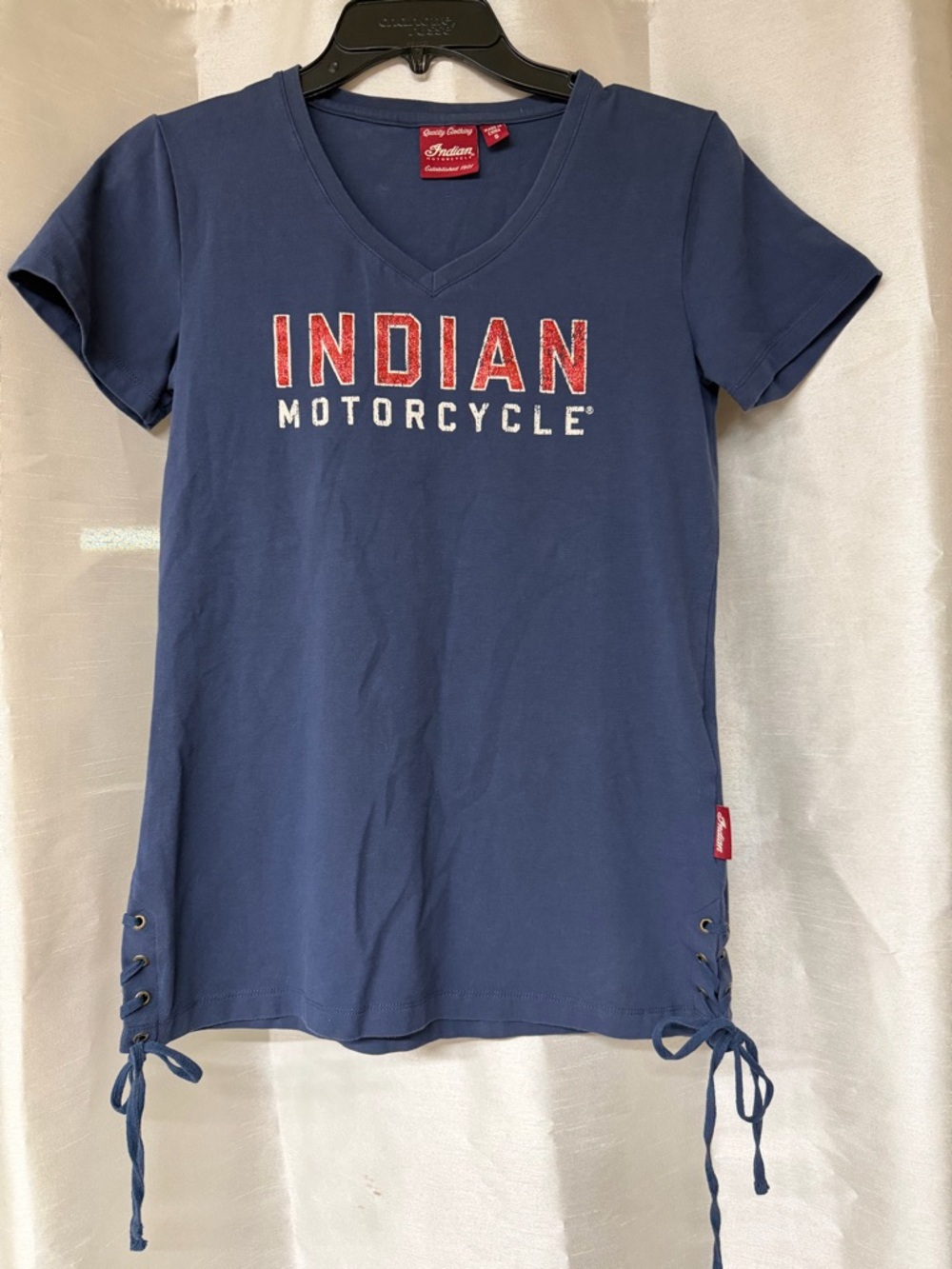 Genuine Indian Motorcycle Women's Navy V-Neck Logo Tee
